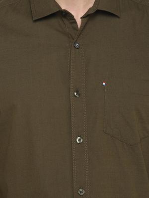 olive solid casual shirt - 18082508 - Standard Image - 5