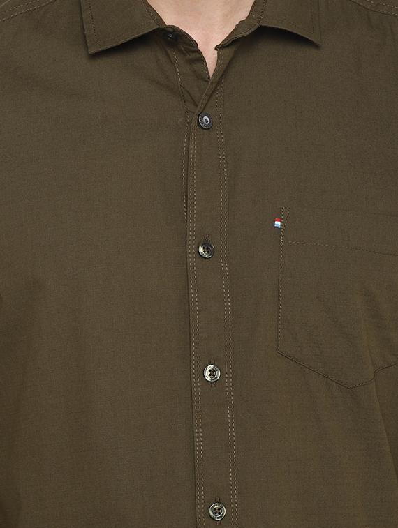 olive solid casual shirt - 18082508 - Zoom Image - 5