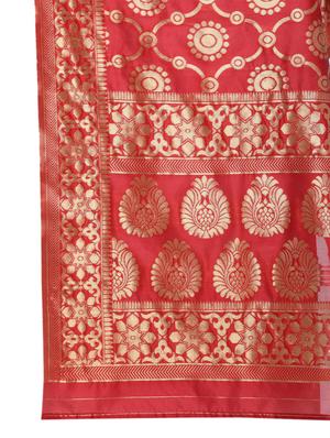 red silk woven dupatta - 18082703 - Standard Image - 4