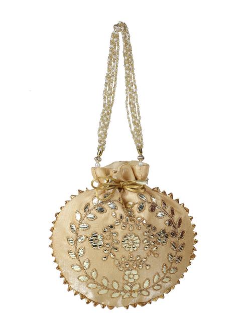 beige cotton polyester blend ethnic potli - 18082805 - Standard Image - 1