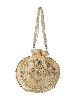 beige cotton polyester blend ethnic potli - 18082805 - Standard Image - 2