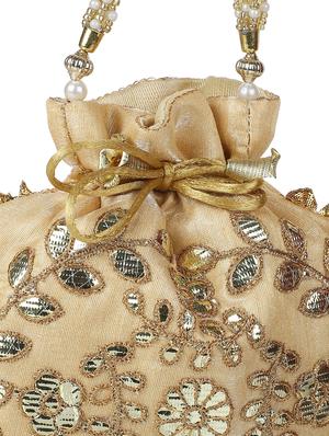 beige cotton polyester blend ethnic potli - 18082805 - Standard Image - 4