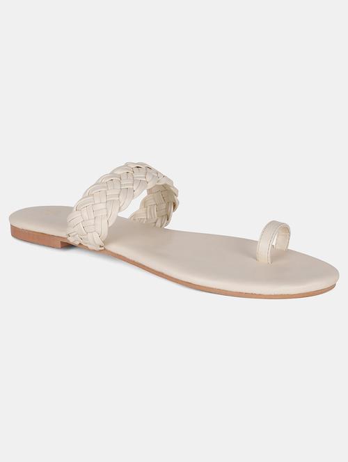 beige pu slip on sandals - 18083707 -  Standard Image - 0