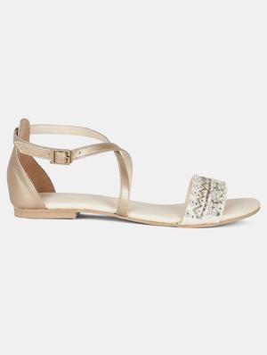 gold back strap sandal - 18083719 - Standard Image - 2