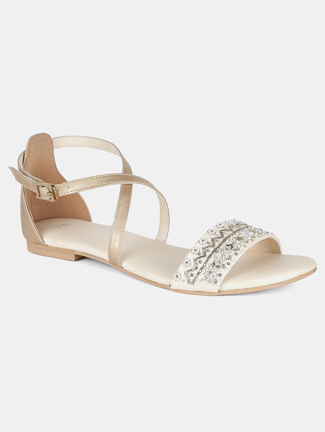 gold back strap sandal - 18083719 - Zoom Image - 1