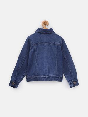 blue solid denim jacket - 18089274 - Standard Image - 2
