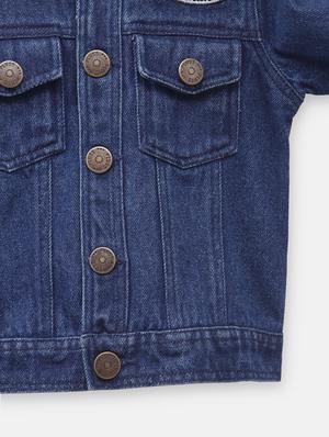 blue solid denim jacket - 18089274 - Standard Image - 3