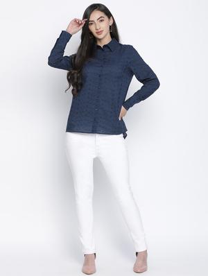 long sleeved embroidered shirt - 18105919 - Standard Image - 4