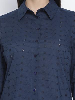 long sleeved embroidered shirt - 18105919 - Standard Image - 5