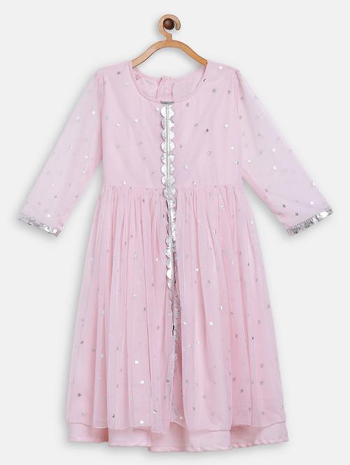 pink net regular kurti - 18106198 - Very Small Image - 1