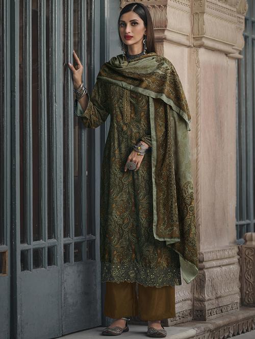 printed unstitched suit set - 18106551 - Very Small Image - 1