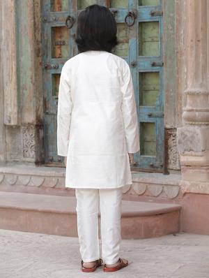 white printed kurta set - 18107460 - Standard Image - 3