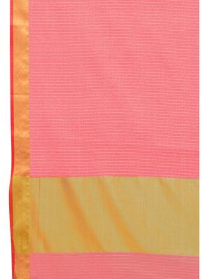 pink cotton blend woven saree with blouse - 18109658 - Standard Image - 4