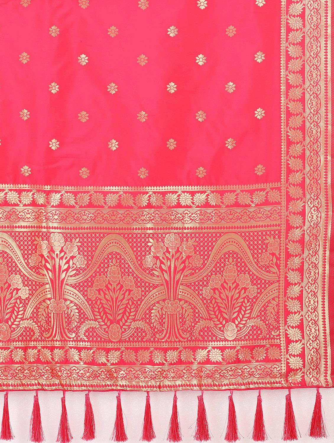 pink silk banarasi dupatta - 18109758 - Zoom Image - 4
