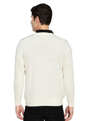 off-white color woolen men's sweatshirt - 18110778 - Standard Image - 3