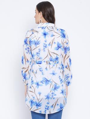 white printed fit & flare tunic - 18110834 - Standard Image - 3