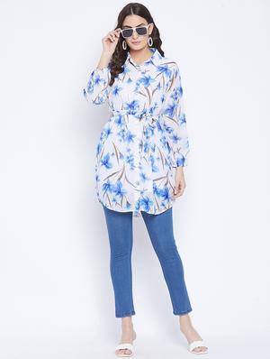 white printed fit & flare tunic - 18110834 - Standard Image - 4