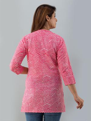 chevron printed straight kurti - 18111221 - Standard Image - 3