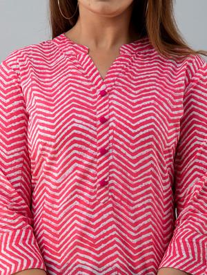 chevron printed straight kurti - 18111221 - Standard Image - 5