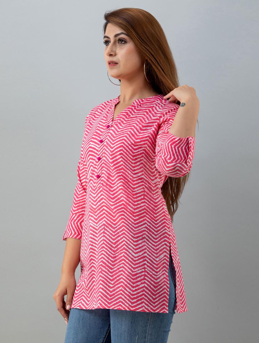 chevron printed straight kurti - 18111221 - Zoom Image - 2