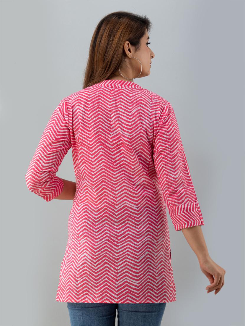 chevron printed straight kurti - 18111221 - Zoom Image - 3