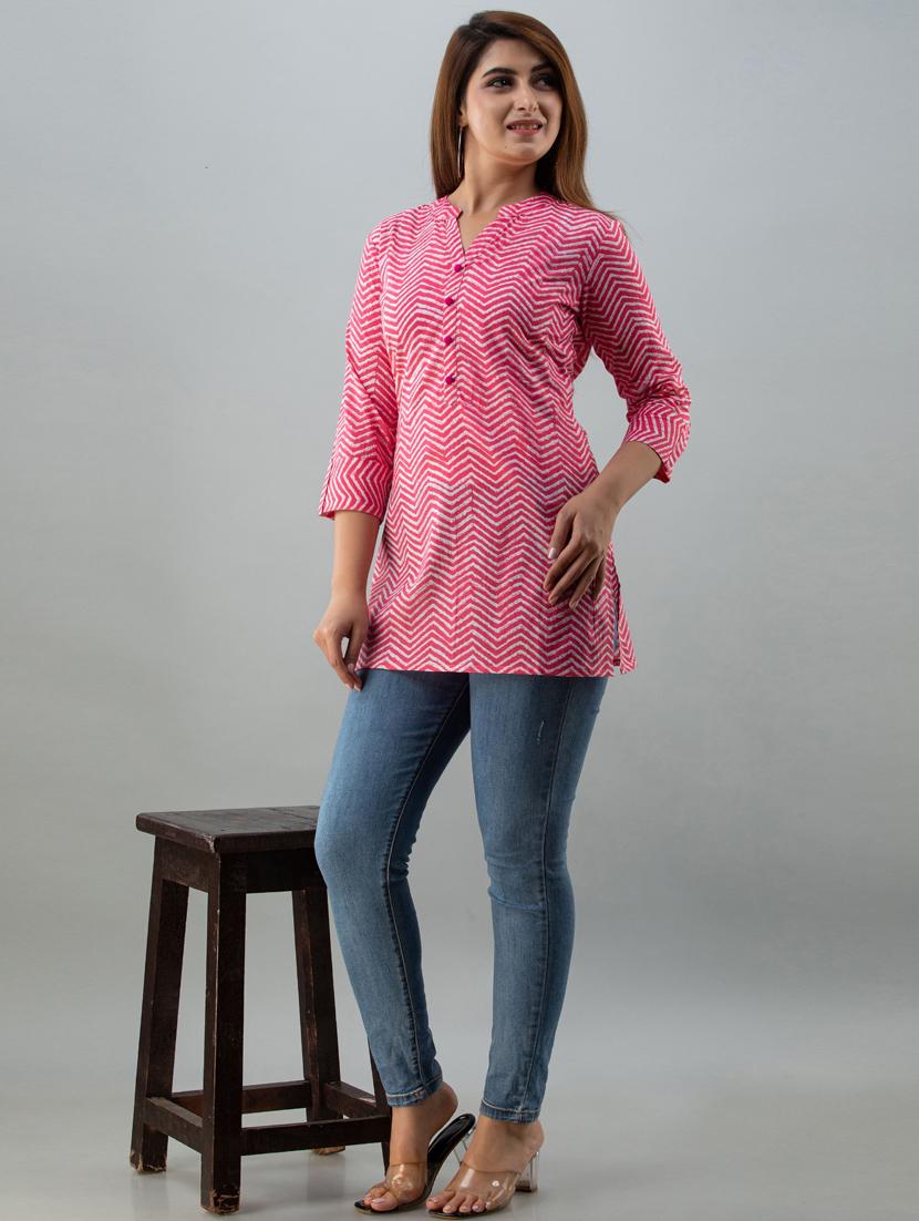 chevron printed straight kurti - 18111221 - Zoom Image - 4