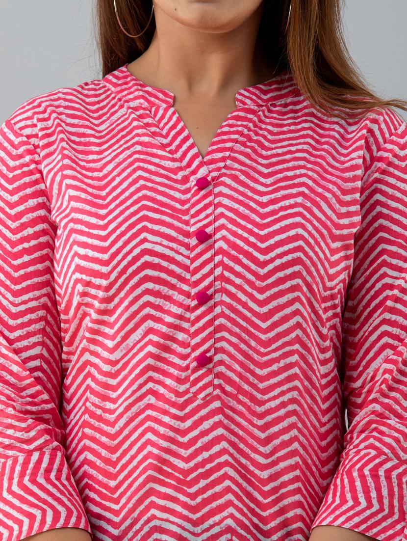 chevron printed straight kurti - 18111221 - Zoom Image - 5