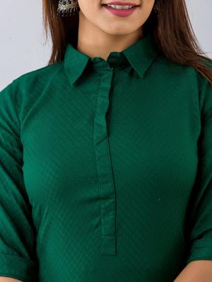 green solid straight kurta - 18111418 - Standard Image - 5