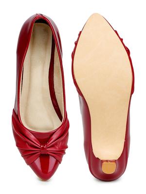 red synthetic slip on pumps - 18111461 - Standard Image - 4