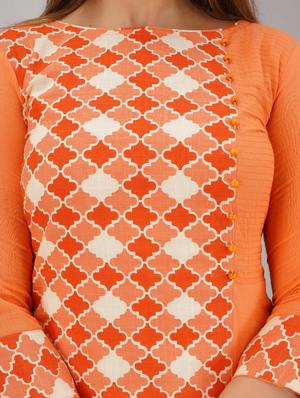 peach cotton straight kurta - 18111657 - Standard Image - 4