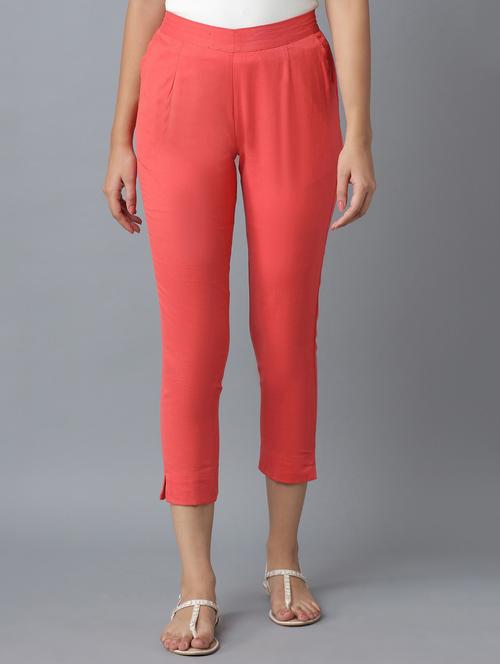 high rise solid crop pants - 18112037 - Standard Image - 1