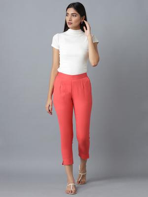 high rise solid crop pants - 18112037 - Standard Image - 4