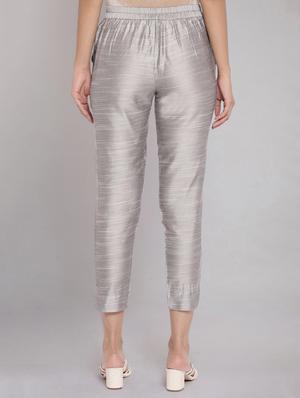 grey viscose pleated trousers - 18112044 - Standard Image - 3