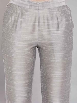 grey viscose pleated trousers - 18112044 - Standard Image - 5