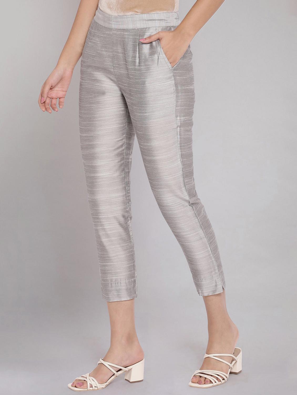 grey viscose pleated trousers - 18112044 - Zoom Image - 2