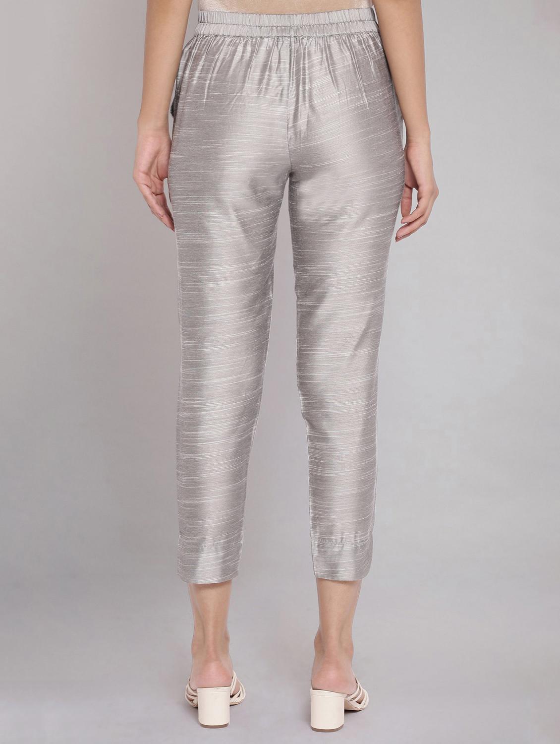 grey viscose pleated trousers - 18112044 - Zoom Image - 3