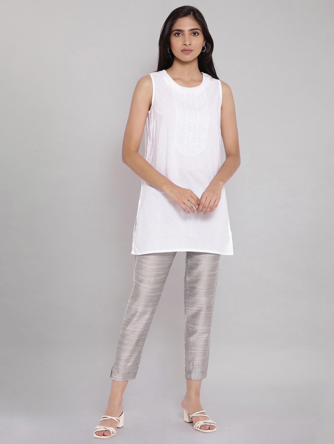grey viscose pleated trousers - 18112044 - Zoom Image - 4