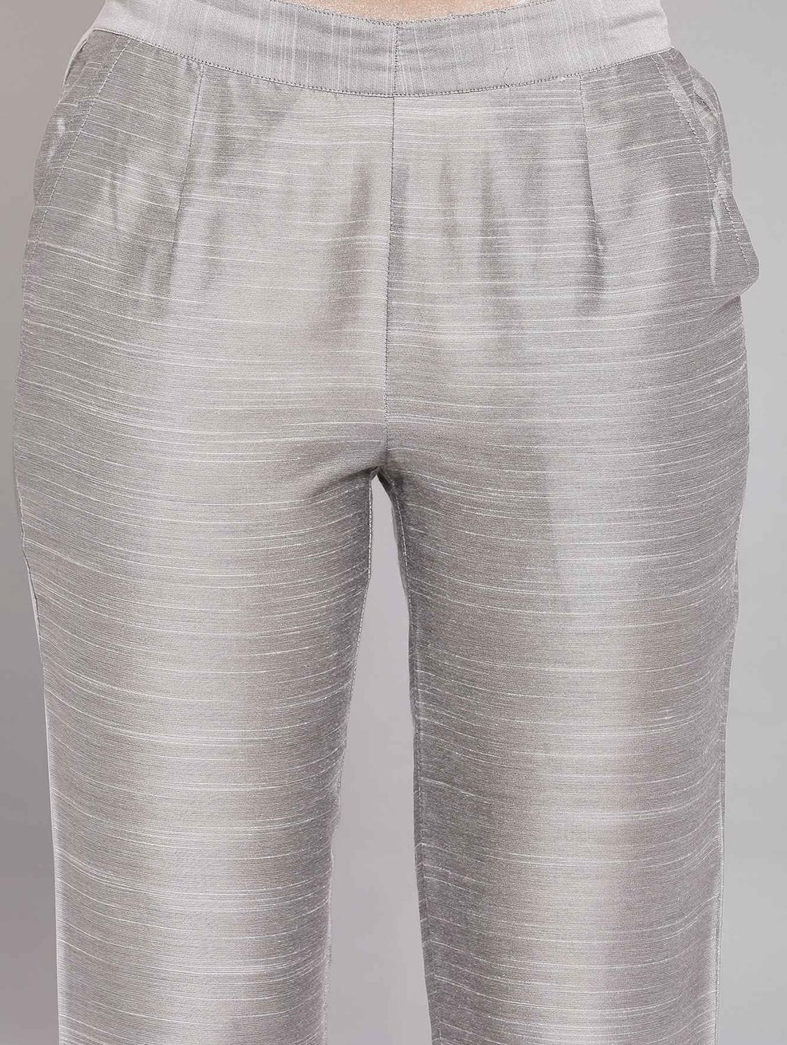 grey viscose pleated trousers - 18112044 - Zoom Image - 5