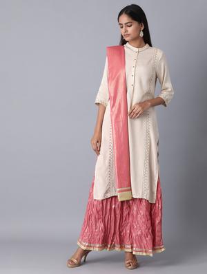 pink cotton woven dupatta - 18112168 - Standard Image - 2