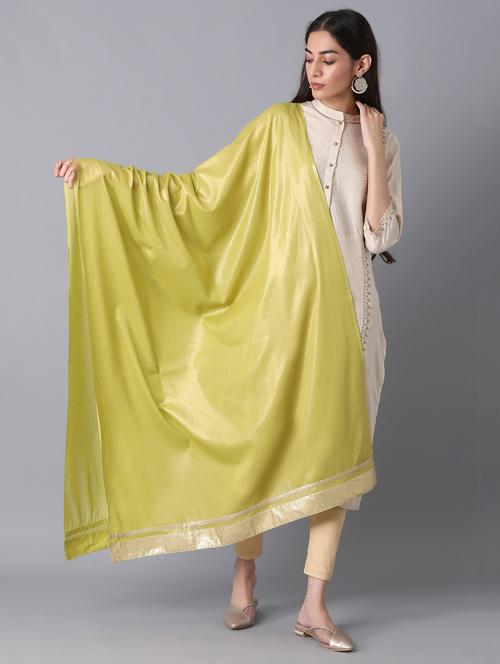 olive cotton woven dupatta - 18112169 - Standard Image - 1