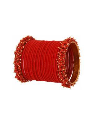 plain velvet beads bangle set, (26 pcs), size-2.4, red - 18112471 - Standard Image - 2