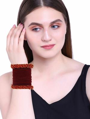 plain velvet beads bangle set, (26 pcs), size-2.4 - 18112477 - Standard Image - 3