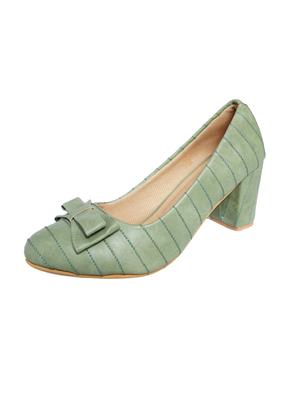 green synthetic slip on pumps - 18112556 - Standard Image - 2
