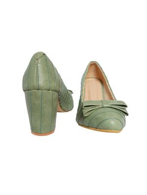 green synthetic slip on pumps - 18112556 - Standard Image - 3