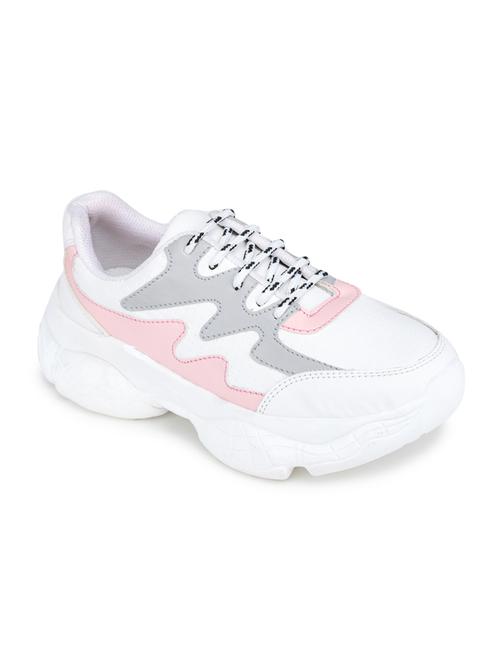 pink synthetic laceup sneakers - 18112593 - Standard Image - 1