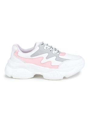 pink synthetic laceup sneakers - 18112593 - Standard Image - 2