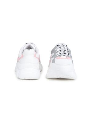 pink synthetic laceup sneakers - 18112593 - Standard Image - 3