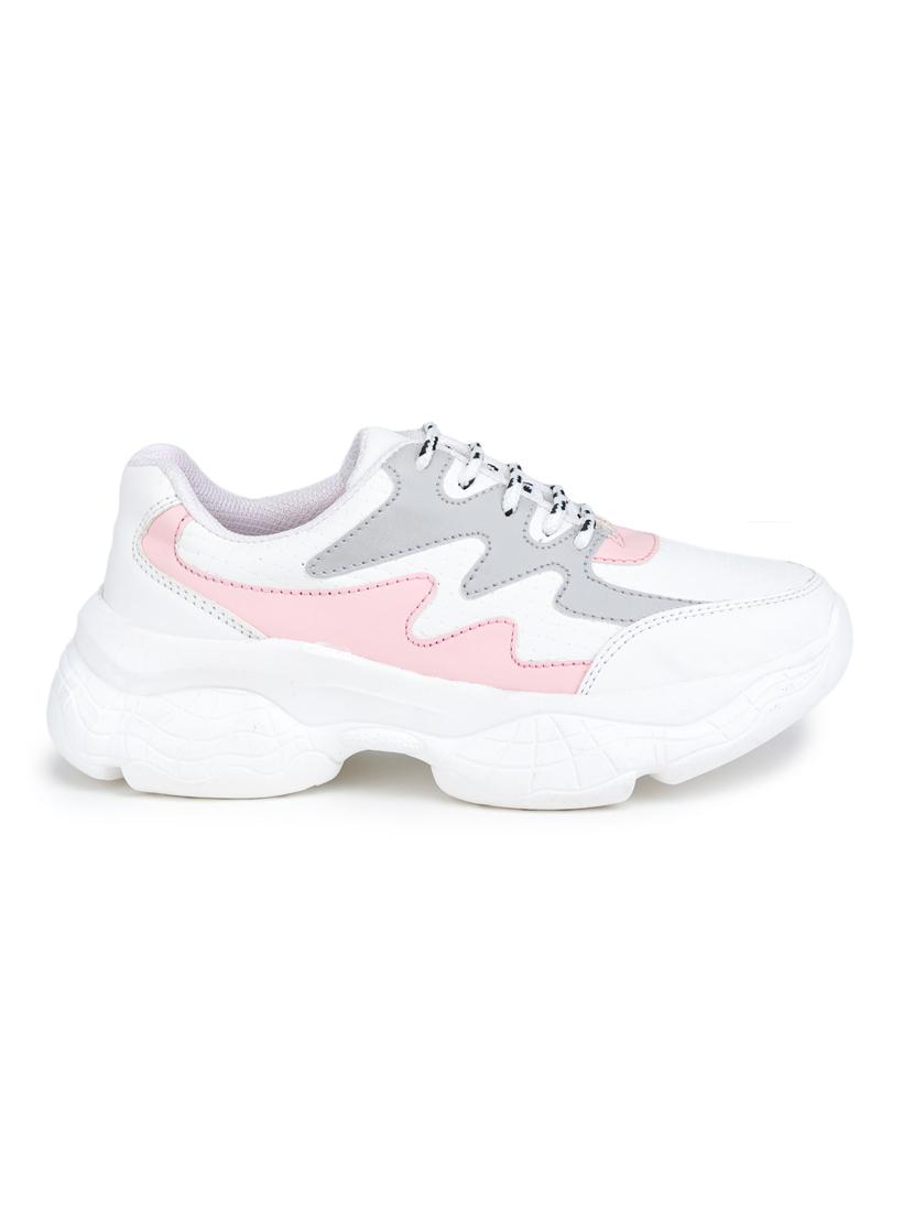 pink synthetic laceup sneakers - 18112593 - Zoom Image - 2