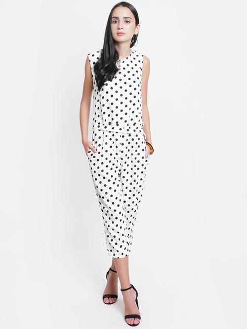 tie front polka dot jumpsuit - 18113047 - Standard Image - 1