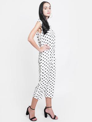tie front polka dot jumpsuit - 18113047 - Standard Image - 2
